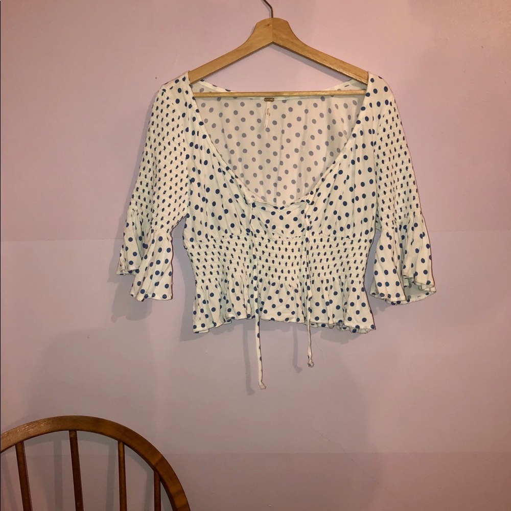 Polka dot ruffle crop top